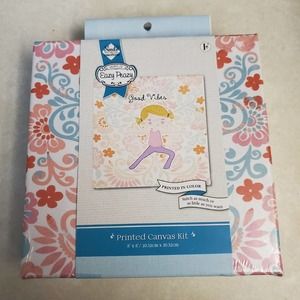 Good vibes craft kit decor art stitch yoga stretch canvas printed blonde girl